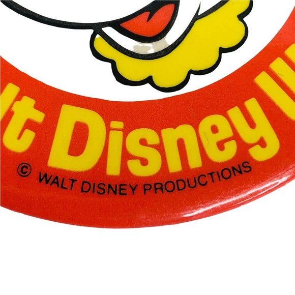 2 Walt Disney World Mickey Mouse & Minnie Pin Back Button 3.5" Orange Production - Picture 8 of 8
